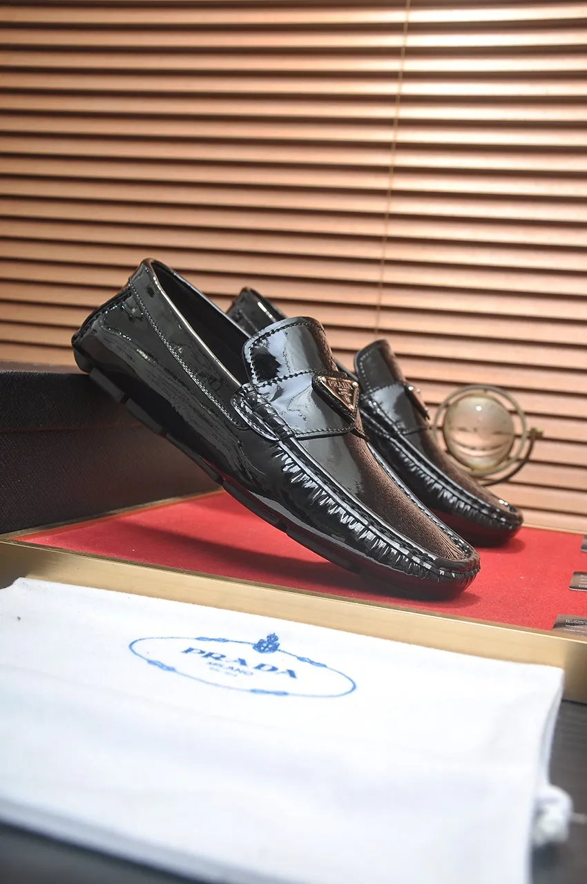 Men's Men's Shoes💰420💶【PRADA】 (High-end Niuli) New 🍀PRADA - Prada Doudou Shoes! Made of imported original cowhide, the inner top layer is comfortable cowhide lining! Original wear-resistant rubber outsole! High quality products! Code number 38-45 (45 customized)